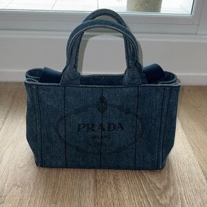Prada Dark Denim Tote Bag for Women